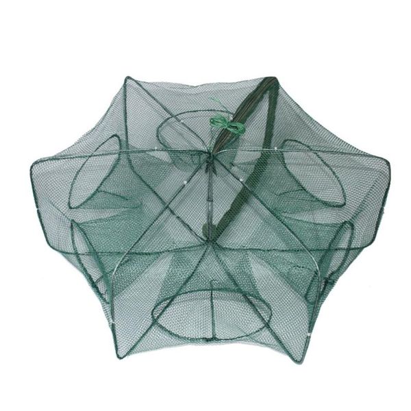 

fishing accessories folded hexagon octagon 6/8/12 holes shrimp automatic trap net fish minnow crab baits cast mesh 2021