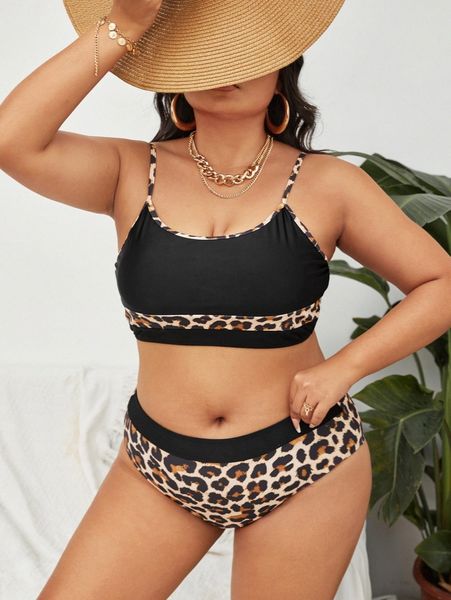 

plus leopard bikini swimsuit q4ub#, Black