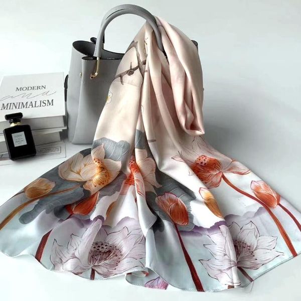 

scarves dankeyisi luxury pure silk scarf shawl women print long ladies brand neck female foulard 178*52cm, Blue;gray