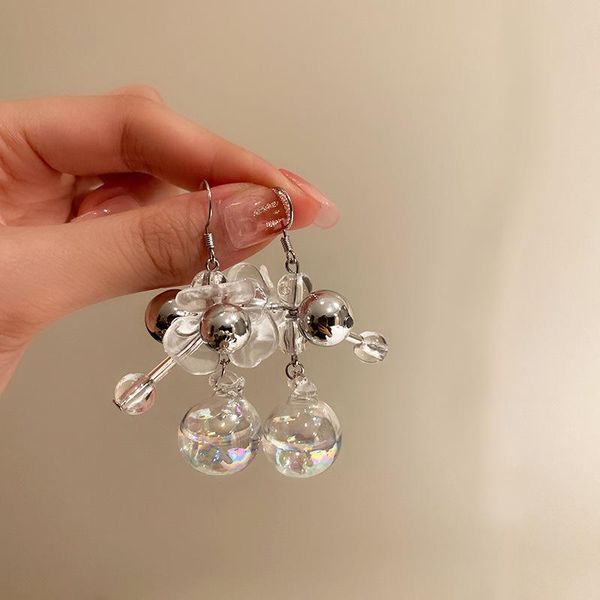 

stud transparent crystal glass ball flower earrings fashion and elegant sweet ms wedding party jewelry christmas gift, Golden;silver
