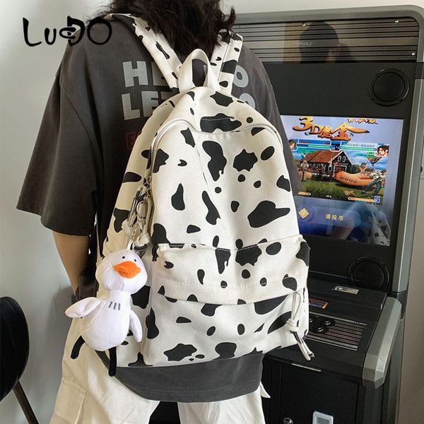

backpack cute milk cow printing women's canvas travel mochila women school bag for teenager girls fashion rucksack wholesale