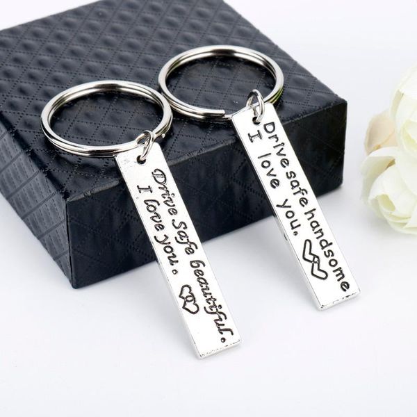 

keychains dongsheng creative fashion keyring gifts engraved drive safe keychain lovers couples boyfriend girlfriend jewelry key chain -50, Silver