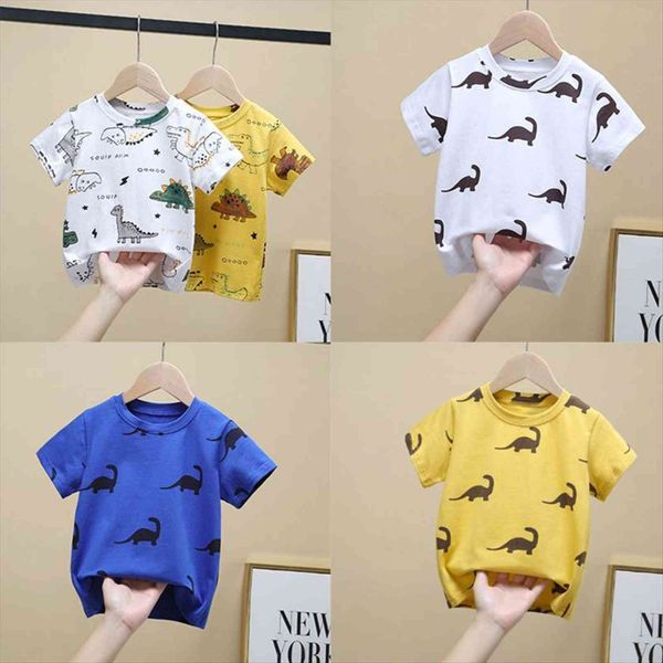 

vidmid childrens t shirt boy dinosaur cartoon animal print girls short sleeve summer p128, Blue