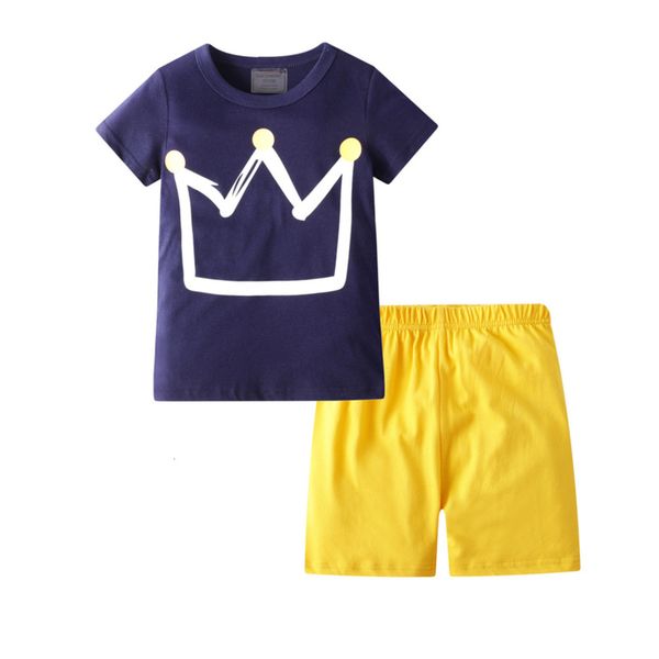 

and summer spring children's t-shirt shorts home 100% cotton boys' wear baby short sleeve two piece set, White