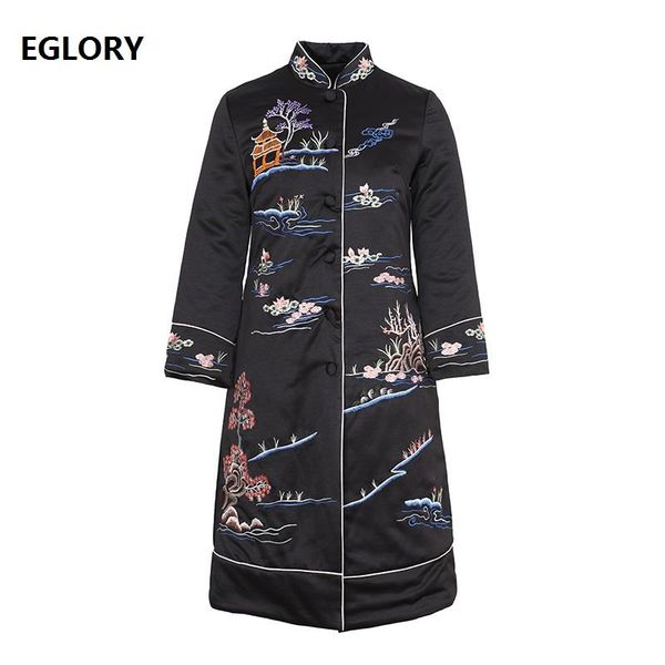 

women's jackets plus size outerwear coats 2021 winter warm parka women lurex embroidery single breasted black pink ladies, Black;brown