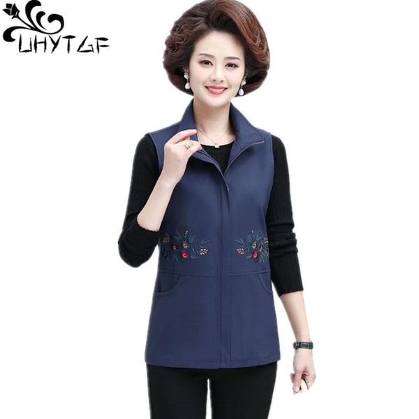 

women's vests uhytgf 5xl plus size waistcoat women fashion embroidered sleeveless female thin jacket mother spring autumn vest coats 1, Black;white