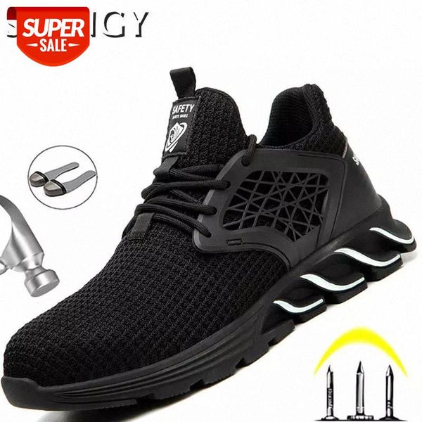 

work sneakers men indestructible safety shoes mesh puncture-proof construction autumn steel toe casual males shoes #an55