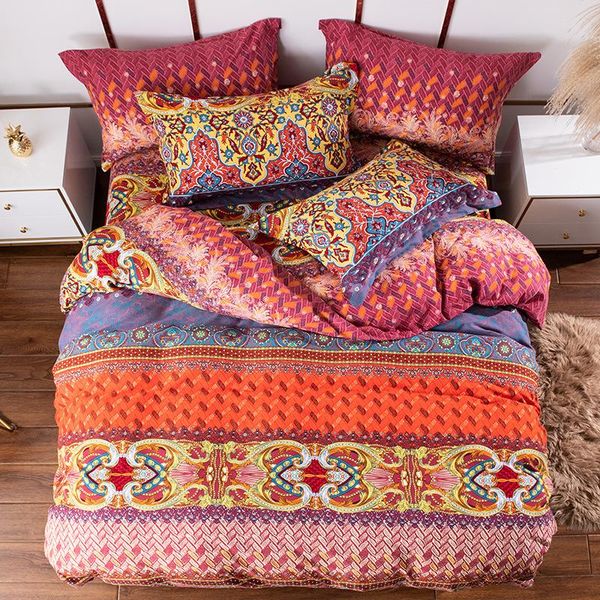 

bedding sets cotton pillowcase  king size bohemian 3d comforter luxury set 4 pieces