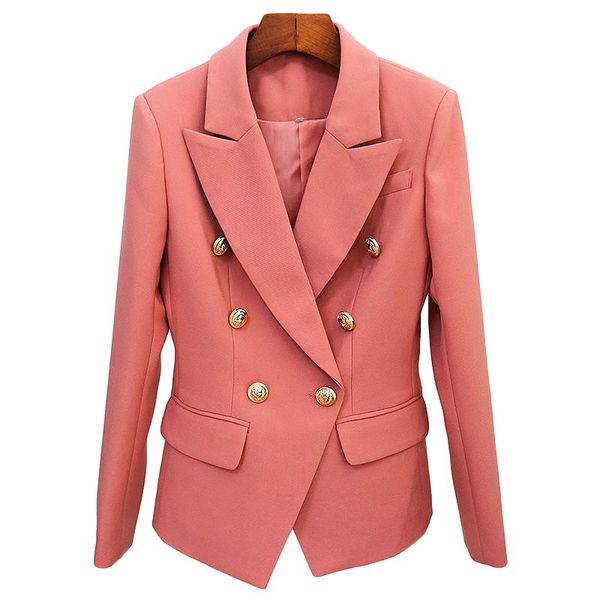 

women's suits & blazers fad runway designer blazer femme classic lion button coat double breasted slim fitting jacket mujer chaqueta, White;black