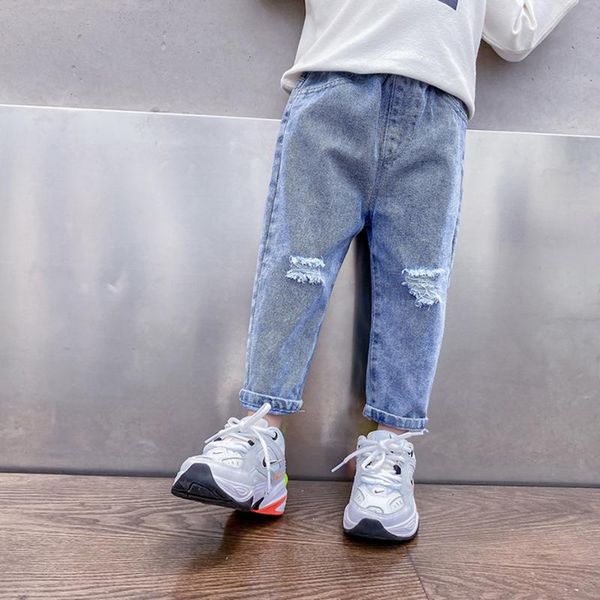 

jeans girls solid color for casual style kids spring autumn baby girl clothes, Blue