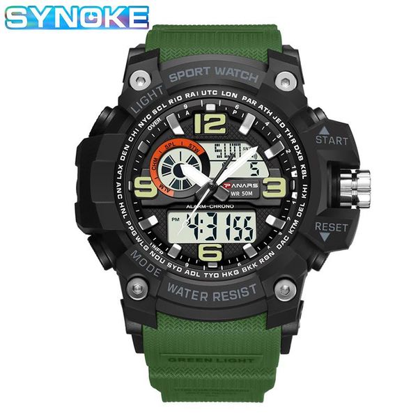 

panars digital watches quartz dual display watch men waterproof dual movement sports watchwrist electronic clock relojes hombre, Slivery;brown