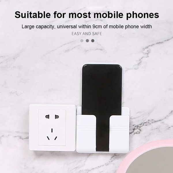 

hooks & rails universal wall mounted charging holder multi mobile phone storage organizer box hanging bracket stand rack