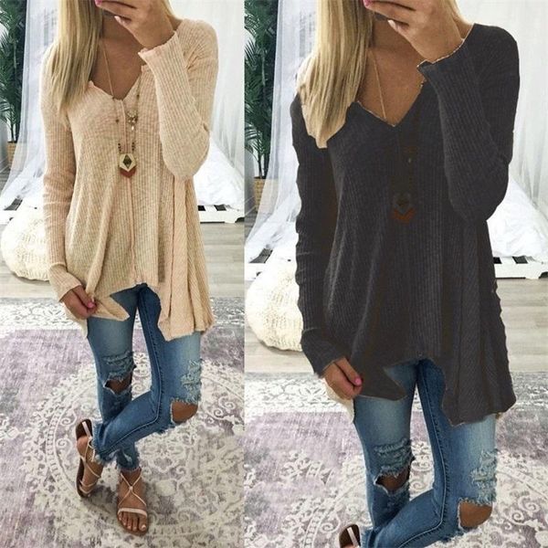 

women's sweaters fashion v-neck irregular hem sweater jumpers streetwear loose knitwear autumn winter solid female knitted pullovers, White;black