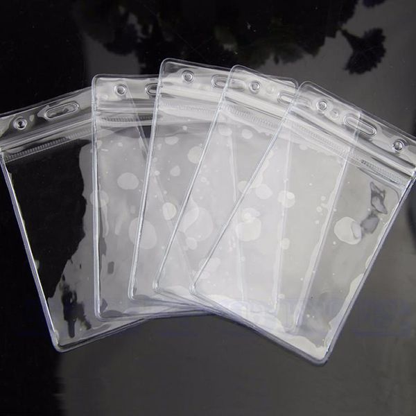 

5 x clear convenient transparent pvc badge work exhibition id name waterproof card holders trunk no zipper casual solid qylrsd