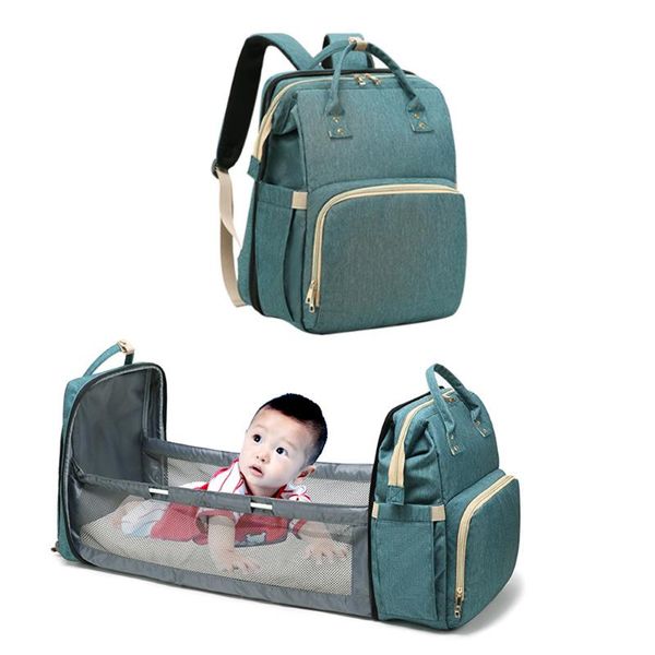 

backpack 2in1 multifunctional diaper bag baby bed bags travel 2 in 1 insulated sundries organizer mommy folding crib
