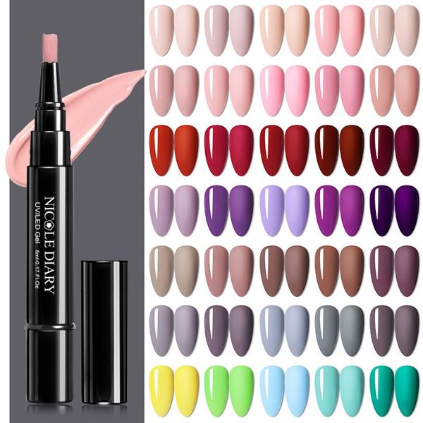 

nail gel polish 74 colors uv one step varnish pen 3 in 1 soak off easy to use liquid, Red;pink