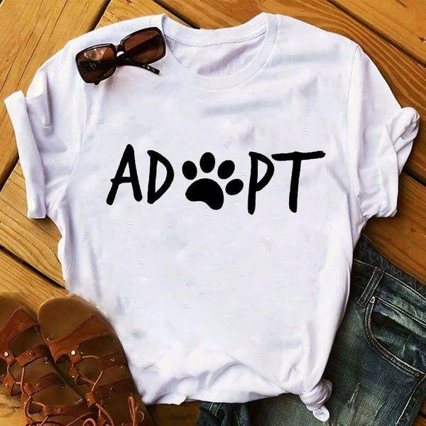 

women fur dog paw mom print t shirt summer new fashion funny animal pet lady clothing graphic womens cotton, White