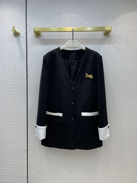 

milan runway jackets 2021 autumn v neck long sleeve panelled women's coats designer brand same style outerwear 0808-1, Black;brown