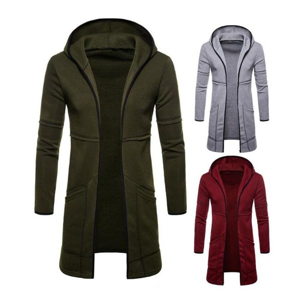 

men's jackets mid-length hooded jacket coat men simple skin-friendly, Black;brown