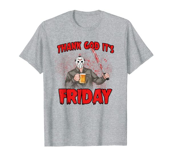 

"thank god it's friday" 13th / tgif 13 / creepy horror shirt, White;black