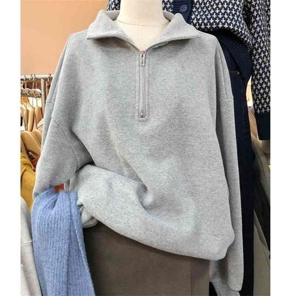 

south korea dongdamen 2021 autumn winter new net color versatile sweet loose age reducing temperament plus plush pullover women, Black