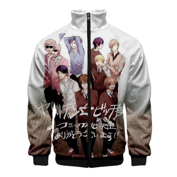 

men's jackets 3d print 2021 yarichin bitch club cool stand collar jacket mens haikyu sports zipper casual ed, Black;brown