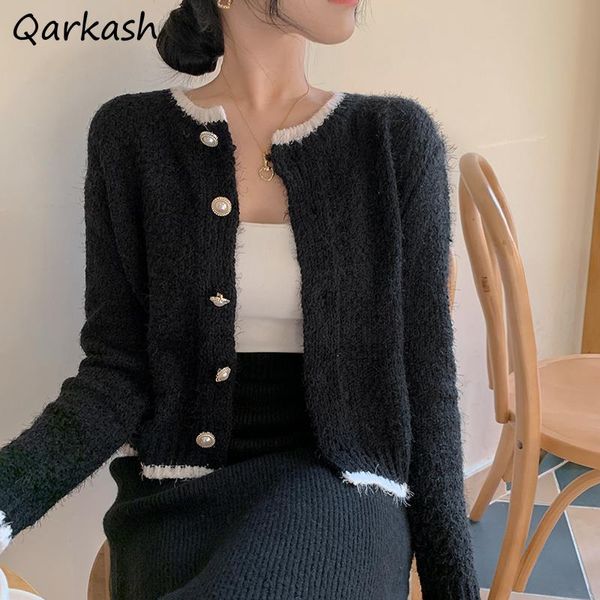 

women's knits & tees cardigan women vintage spring chic elegant simple ulzzang ladies clothing all-match retro party ol knitwear panell, White