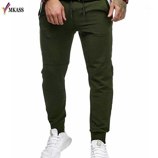 

spring and autumn 2019 european new men's drawing rope sewing stripe leisure pants men's fashion loose stitching pants1, Black