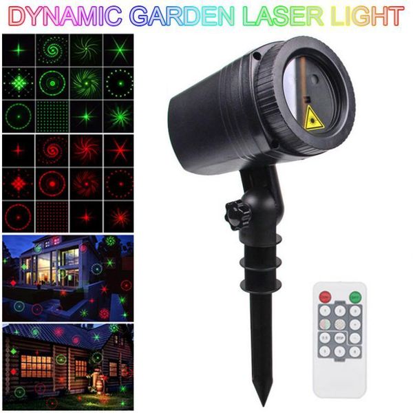 

12 red green dynamic patterns led outdoor lawn lamp projector laser light rf remote control for christmas holiday party
