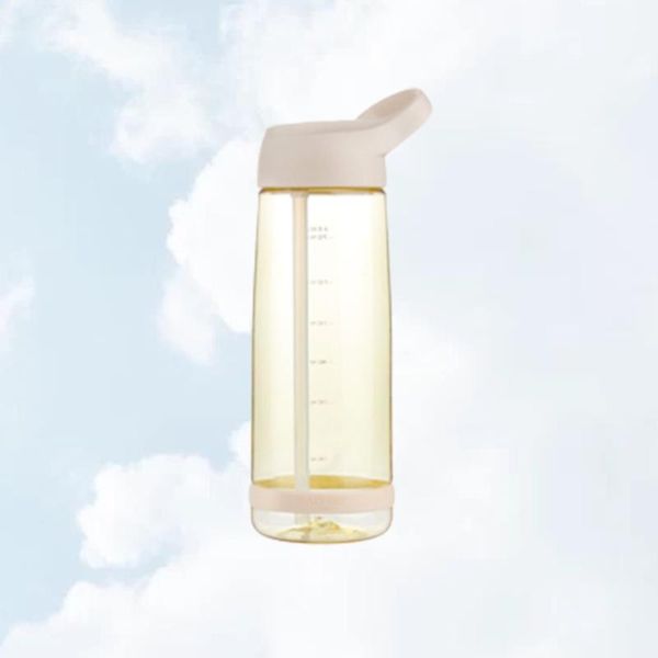 

550ml portable drinking water bottle high capacity space cup sports gym training water bottle with straw and handle (yellow)