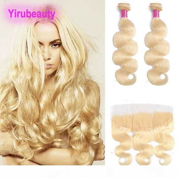 

malaysian unprocessed human hair bundles with 13x4 lace frontal 3pieces lot body wave 613 blonde hair extensions 10-30inch, Black;brown