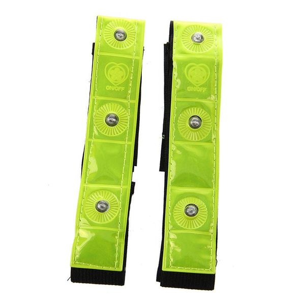 

2 x reflective band arm leg strap belt 4 led light cycling running jogging