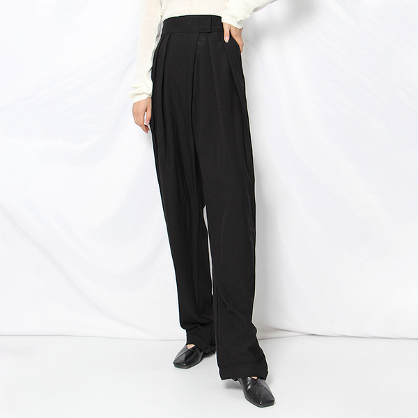 

casual loose black solid wide leg pants for women high waist ruched full length trousers female 2021 fall fashion, Black;white