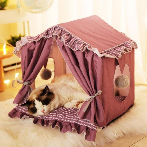 

cat beds & furniture pet tent house stable non-slip pp cotton detachable puppy bed for