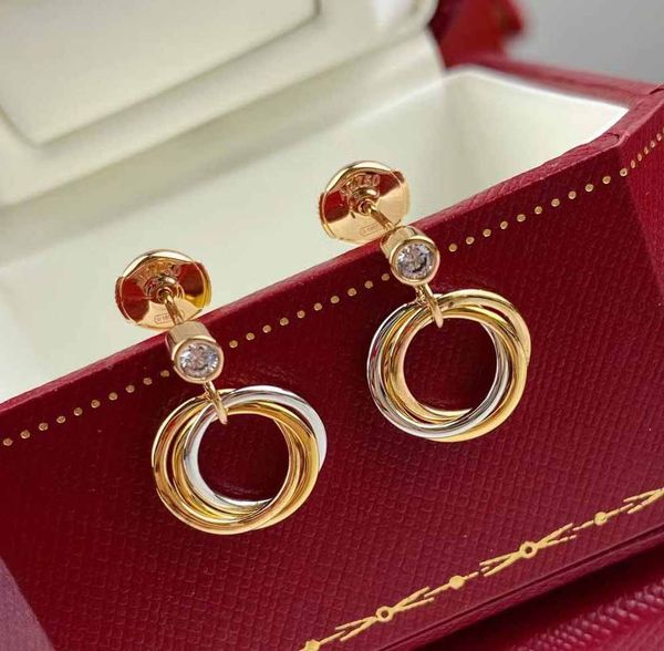 Orecchino a goccia di qualità di lusso con diamante in tre colori per regalo di gioielli da sposa da donna con scatola spedizione gratuita PS3754