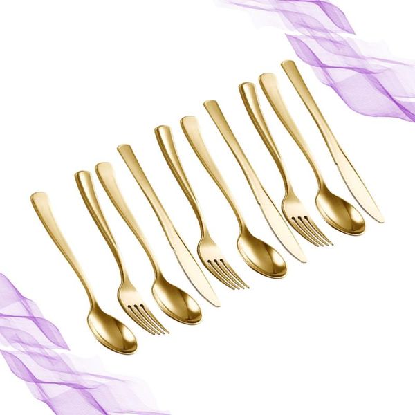 

forks 10sets fork spoon portable golden cutlery tableware utensil for picnic barbecue