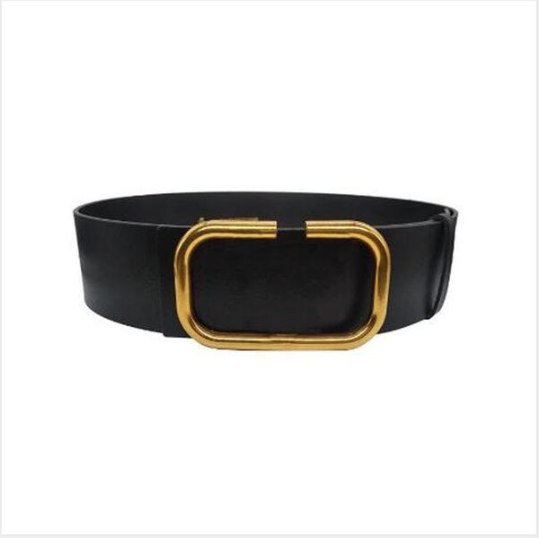 

2022 designer women's fashion 7cm wide belt, black, red body, gold belt buckle wholesale, aa880, Black;brown