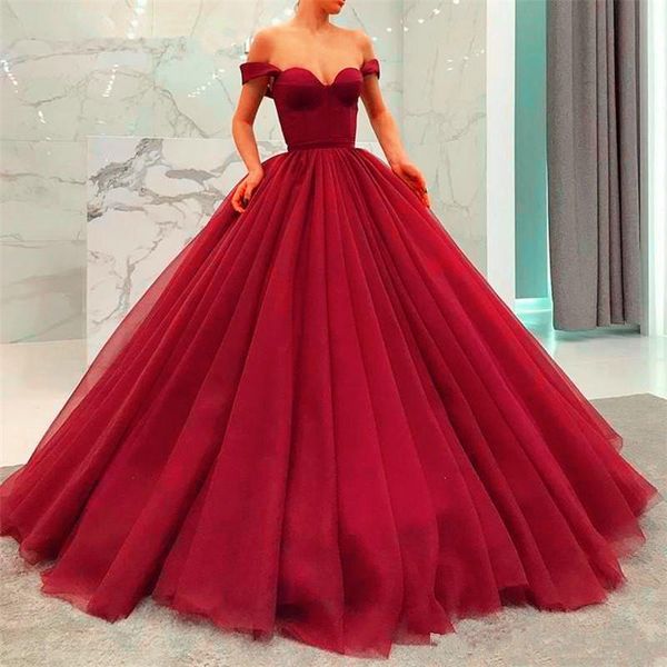 

party dresses vintage floor length prom off the shoulder tulle ball gown princess red purple women formal dress, White;black