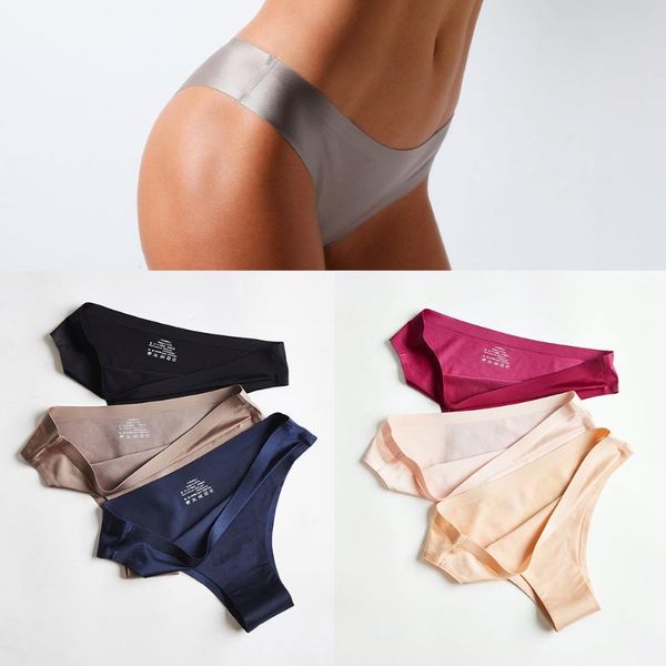 

women's panties seamless women briefs nylon ultra-thin g-string thongs low rise lingerie ice silk lady girls underwear plus size, Black;pink