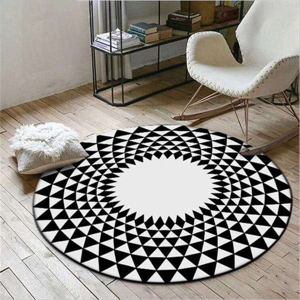 

carpets black white rug geometric pattern round carpet soft for living room bedroom decor area rugs
