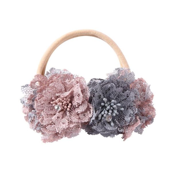 

hair accessories 1pc lace fabric flower headband fashion toddler girls nylon head bands elastic turban children headwear cute, Slivery;white