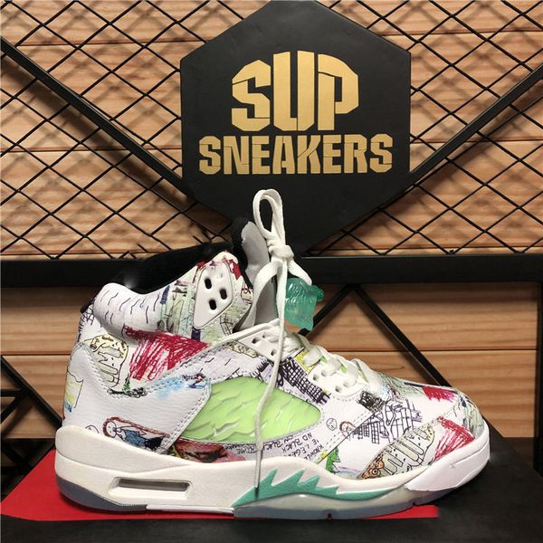 

new what the 3 oregon jumpman 5 5s fire red white sail men womens basketball shoes travis scotts michigan wings grape men sport trainersqymu