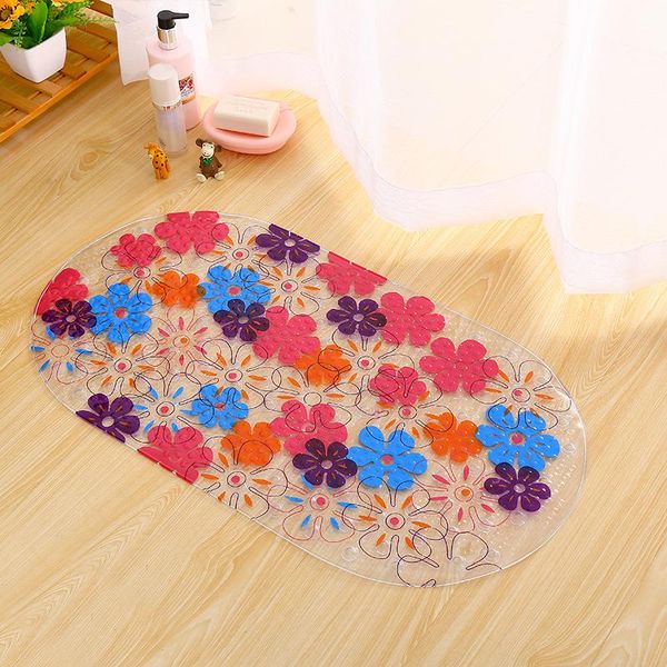

bath mats 8 colors shower room floor mat non-slip foot pads practical pvc rug cartoon bathtub carpet soft oval rectangle 69*39cm