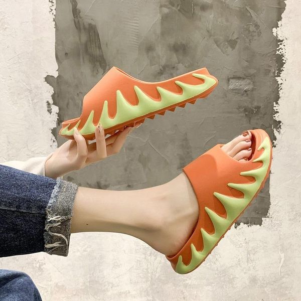 

summer couple models women's sandals and slippers 2021 new thick-soled bathroom net red beach slippers for men and women, Black