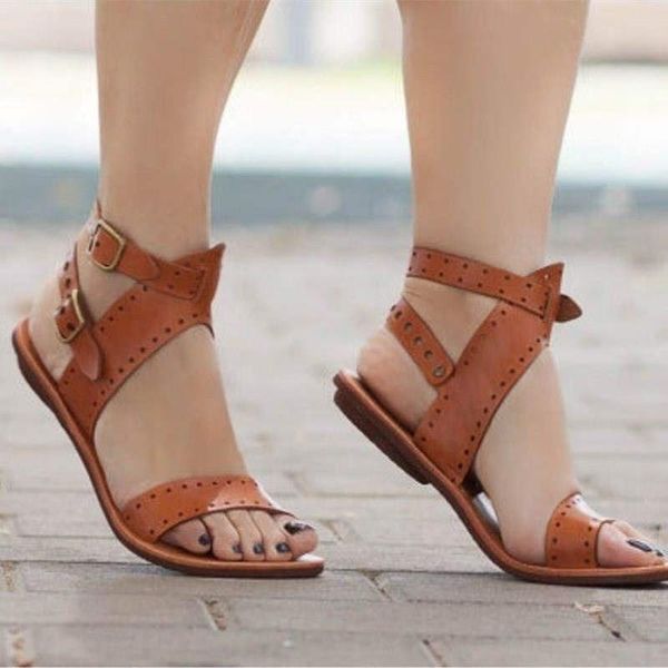 

xpay 2021 new women sandals flat gladiator leather sandals summer shoes woman rome style double buckle casual beach sandles, Black