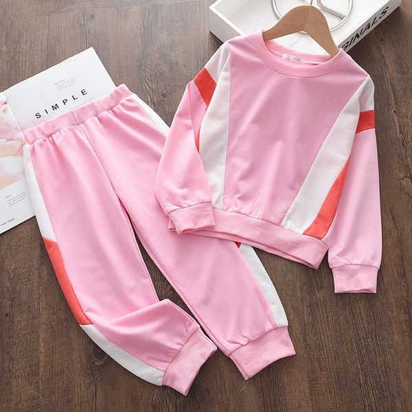 

clothing sets baby kids toddler clothes set fall letters printed sweatshirt+pants 2pcs sport suits children jogger outfits 3-8yrs, White