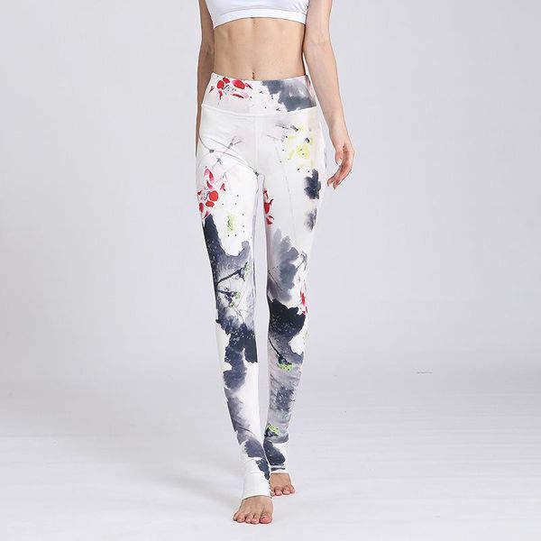 

yoga outfits fitness pants women leggings floral workout sports running push up gym training wear elastic slim, White;red