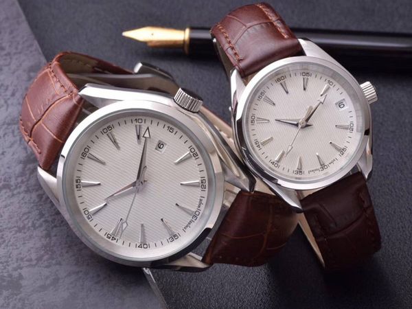 

41.5mm automatic movement wristwatch luxury watches leather bracelet aque-terr 150m master mens watch 11982, Slivery;brown