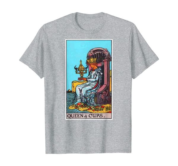 

queen of cups tarot card psychic occult metaphysical t-shirt, White;black