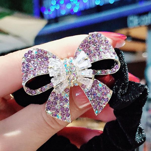 

hair accessories purple bow elastic bands velvet scrunchie zircon crystal rhinestone tie hairbands girls for women
